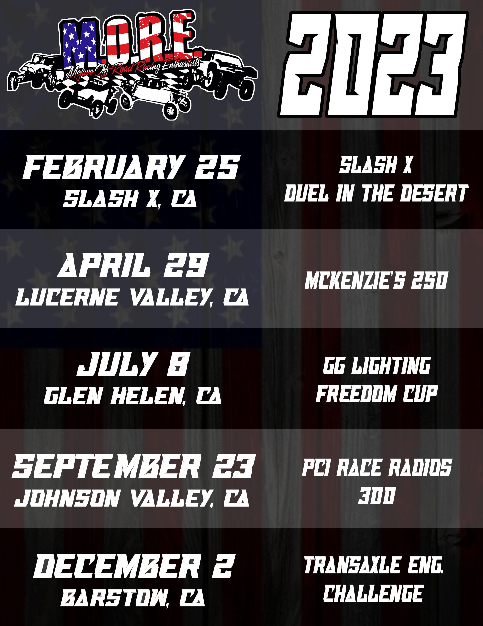 2023 Schedule M.O.R.E. Mojave OffRoad Racing Enthusiasts